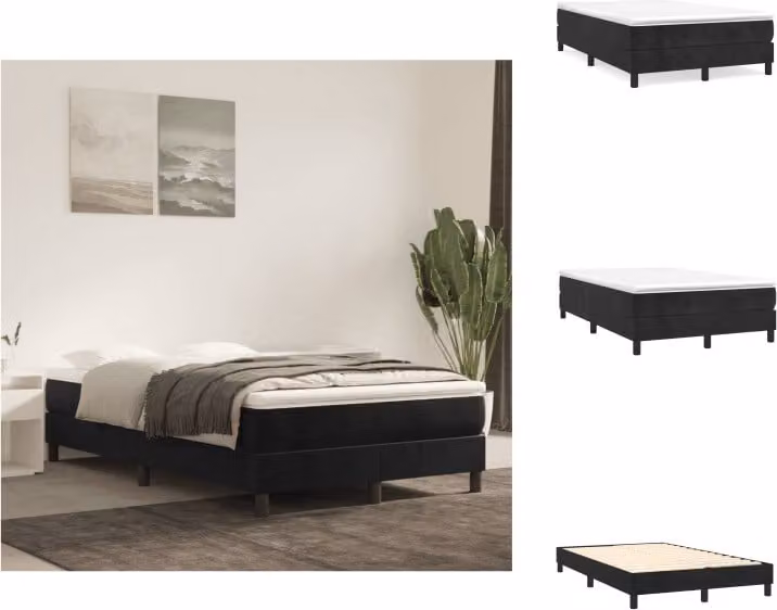 letto vidaXL Boxspring nero 120x200 cm in velluto - Letti e strutture letto