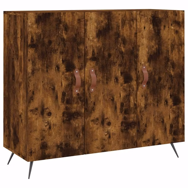 Credenza Rovere Fumo 90x34x80 cm in Legno Multistrato