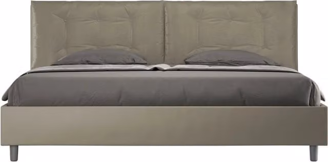 Letto Matrimoniale King Size Annalisa Large Senza Rete con Testata Imbottita e Cuscini in Similpelle Beige L: 222 cm, P: 215 cm, H: 110 cm – 1