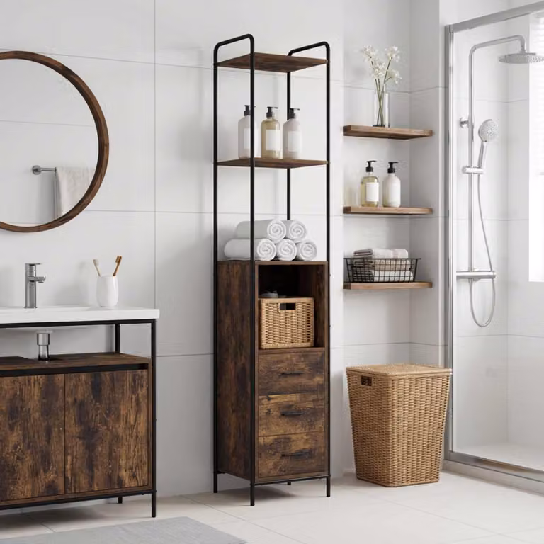 vidaXL Mobile da Bagno Rovere Fumo 40 x 36 x 200,5 cm