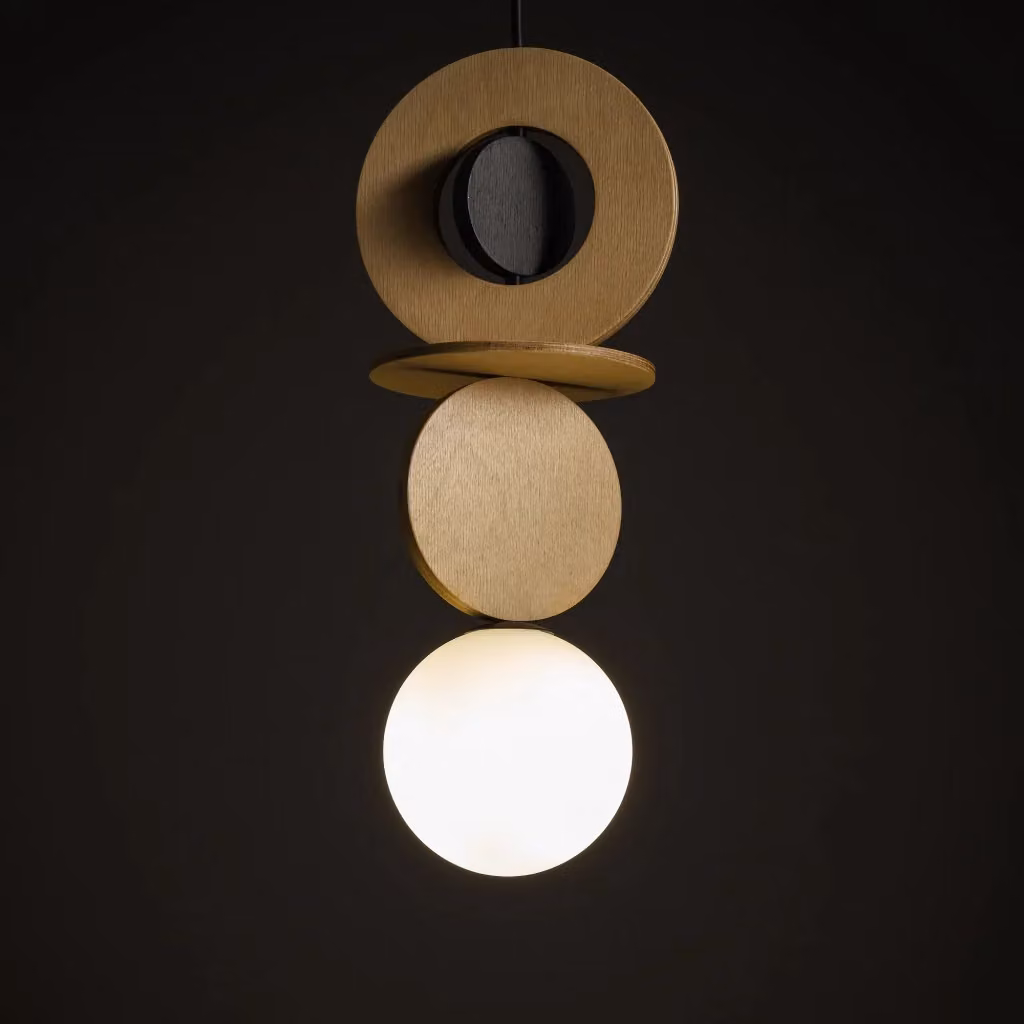 Lampada sospesa Nowodvorski Lighting Drops Wood con sfera bianca e dettagli in legno, attacco G9 – 2