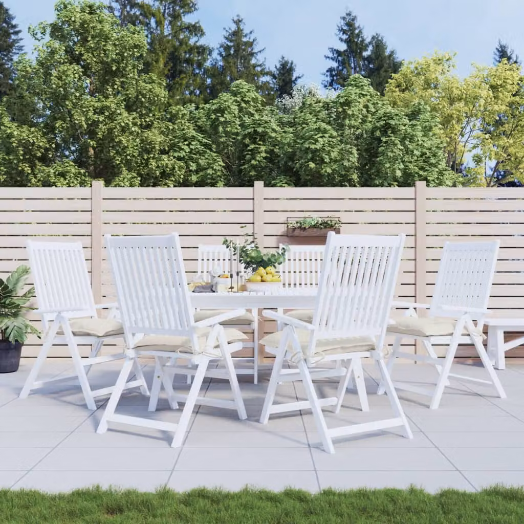 Set di 6 cuscini per sedia vidaXL in tessuto Oxford bianco e beige, L/P/H: 40 x 40 x 7 cm