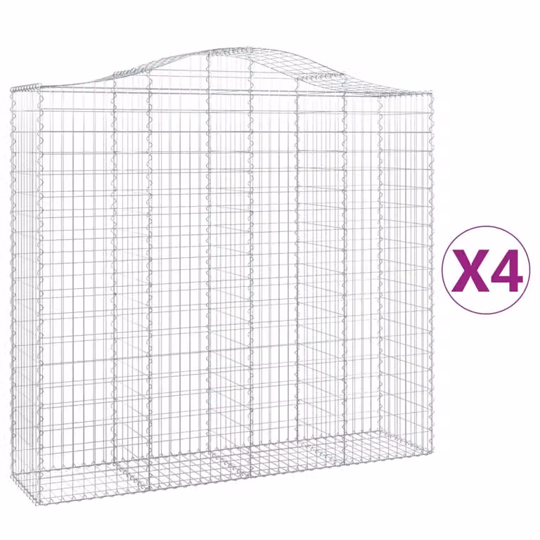 Cesti Gabbioni ad Arco 4 pz 200x50x180/200 cm Ferro Zincato