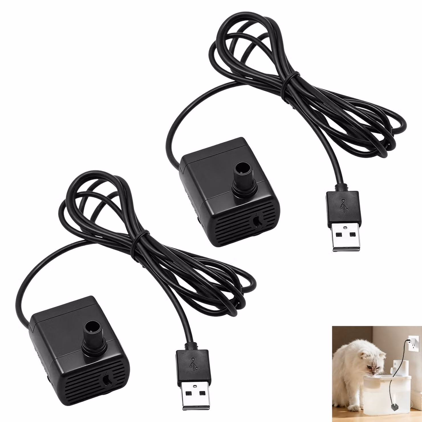 2 mini pompe sommergibili, alimentazione USB, DC 5 V, 1-3 W, portata 200 l/h