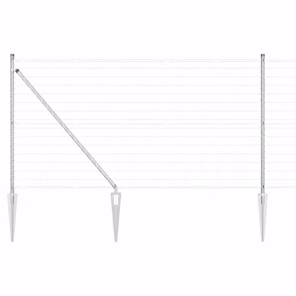 Recinzione da esterno vidaXL in acciaio zincato argento con punte per installazione interrata L: 25 m, H: 1 m – 2