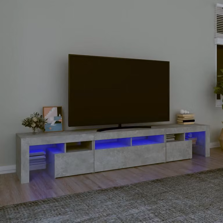 vidaXL Mobile Porta TV Moderno con Luci LED Integrate Grigio Cemento L: 230 cm, P: 40 cm, H: 36,5 cm
