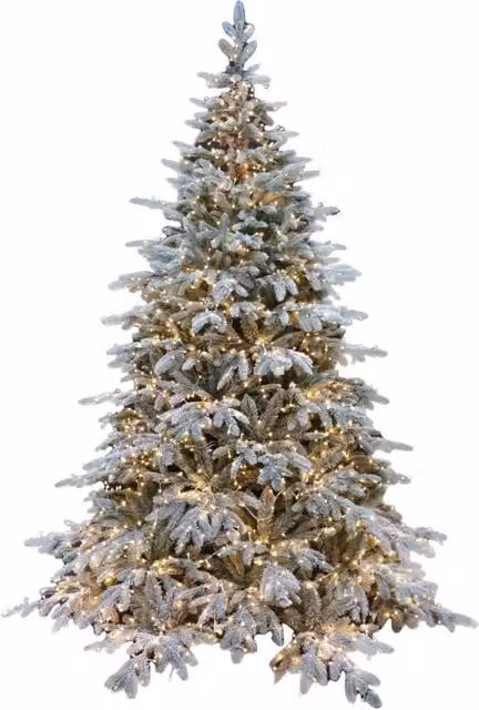 Albero di Natale Pino Verde Innevato Le Stelle St. Moritz H 180cm x L 130cm Super Folto Effetto Real-Touch con 2000 Luci Led Incorporate 1958 Rami