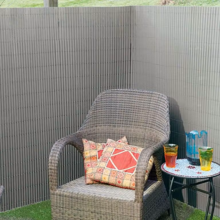 Schermo privacy da giardino bifacciale Nature in PVC 1,5×3 m grigio
