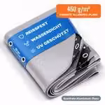 NEMAXX® telone 450 g/m² 3×3 m grigio occhielli alu impermeabile anti-UV
