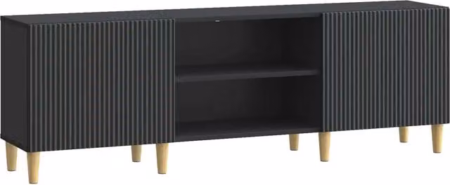 Mobile TV moderno Design In nero in legno MDF per soggiorno L 150 x P 31 x H 50 cm