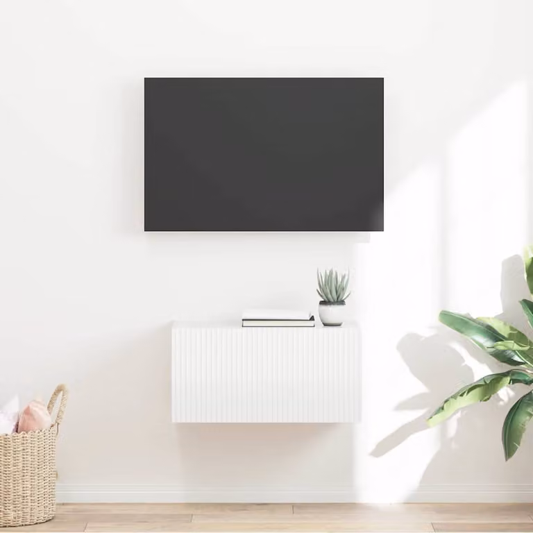 Mobile TV da parete vidaXL moderno in MDF Bianco Lucido L: 60 cm, P: 31 cm, H: 29,5 cm
