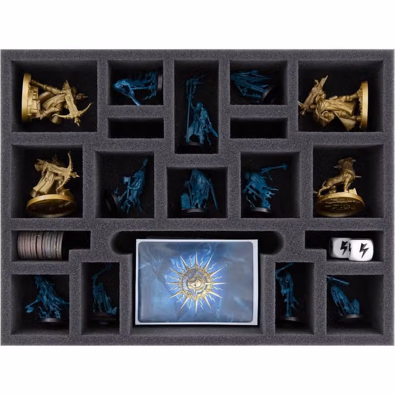 Inserto in schiuma 293x219x50 mm con 19 scomparti per giochi da tavolo