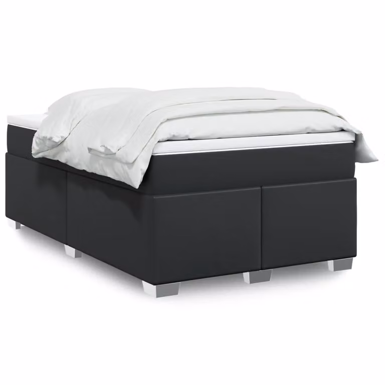 vidaXL Giroletto a molle con materasso in similpelle nero L/P/H: 120 x 200 cm