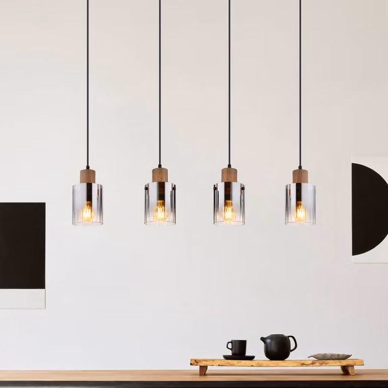 Globo Lampada a sospensione Underwood, dimmerabile, Alluminio / Grigio / Zincato, Soggiorno / Sala da pranzo, Vetro, Lampada a sospensione