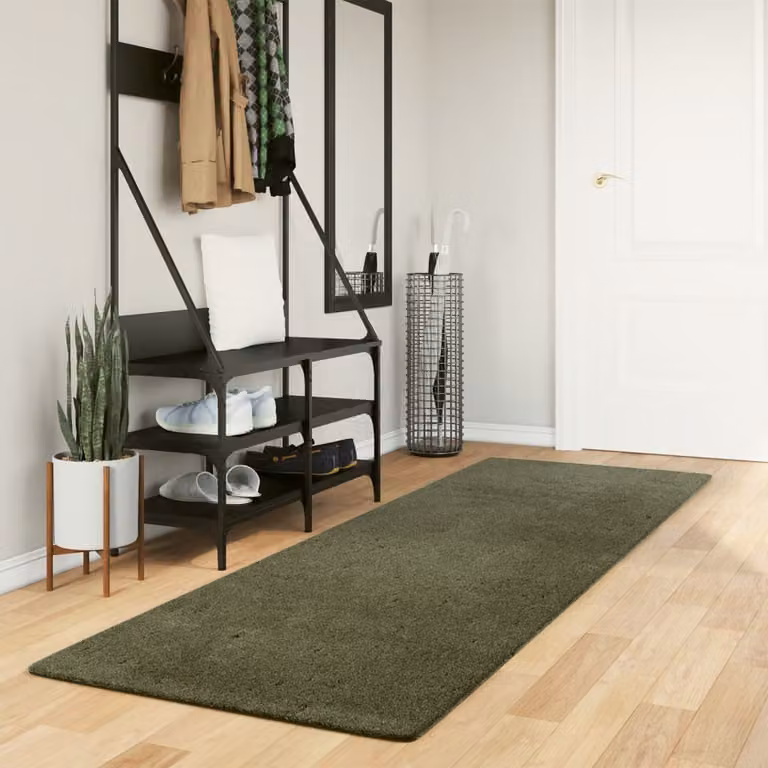 Tappeto a pelo corto vidaXL HUARTE Verde Bosco, Lavabile e Antiscivolo, L: 80 cm x P: 250 cm