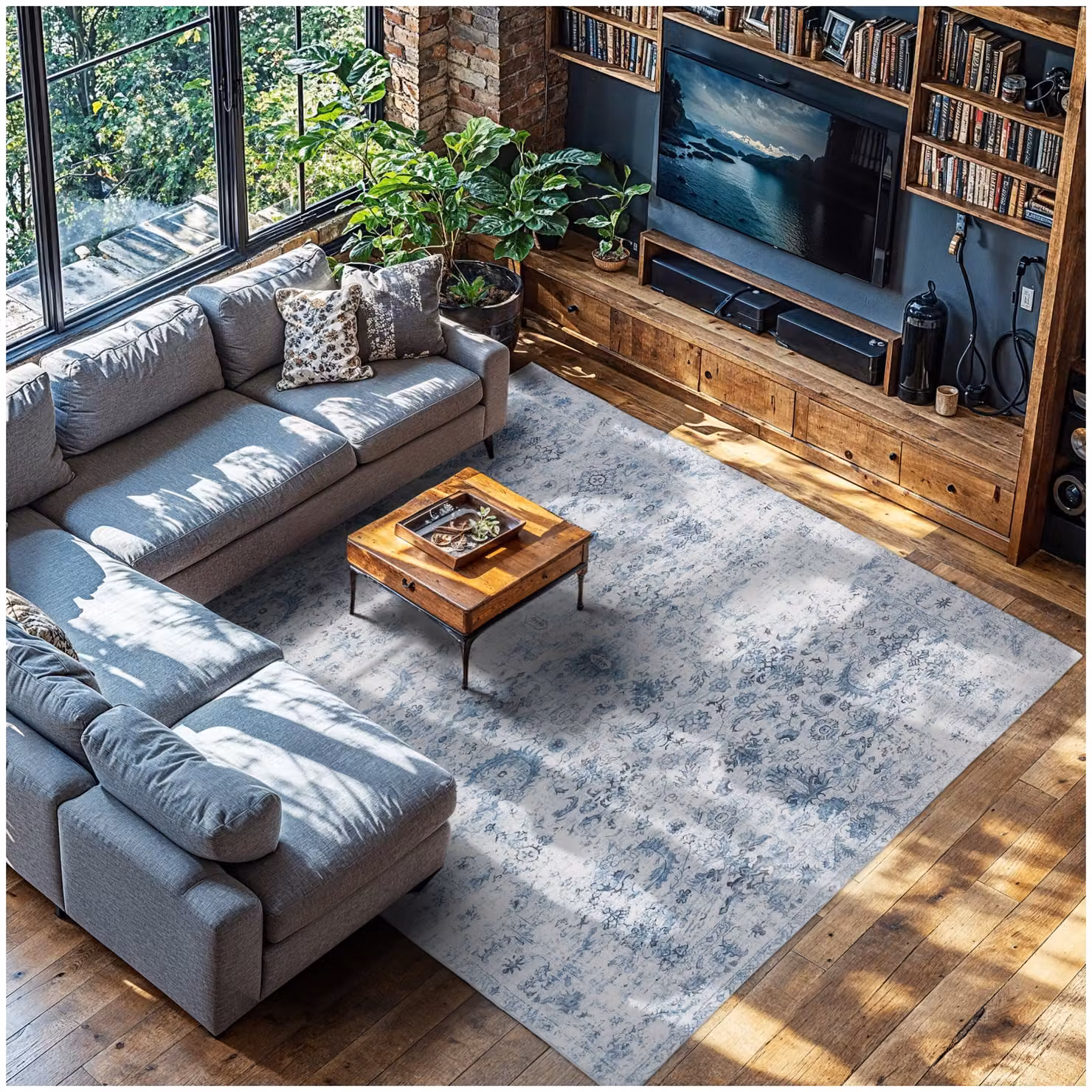Tappeto orientale vintage Amara tectake blu, lavabile e antiscivolo, L: 240 cm x P: 340 cm – 1