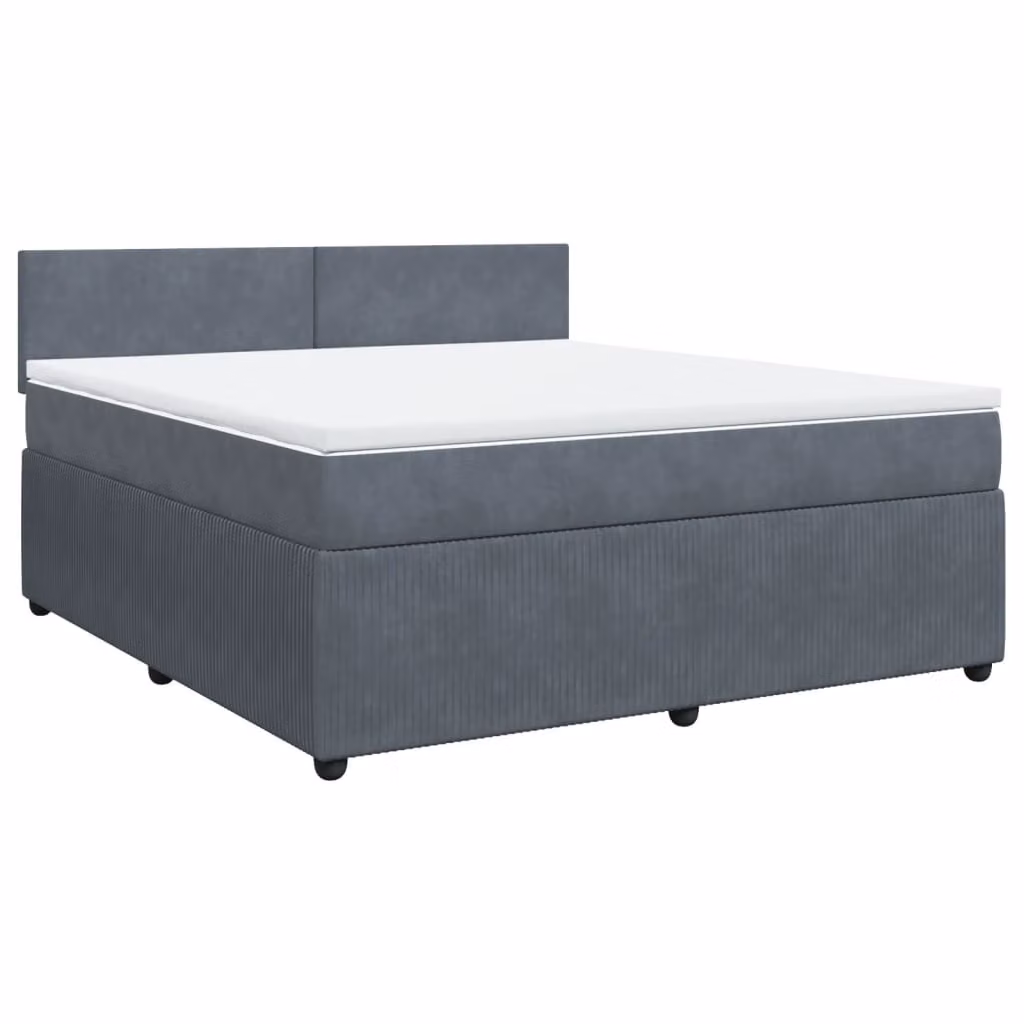 Giroletto a Molle con Materasso Grigio Scuro 180x200 cm Velluto
