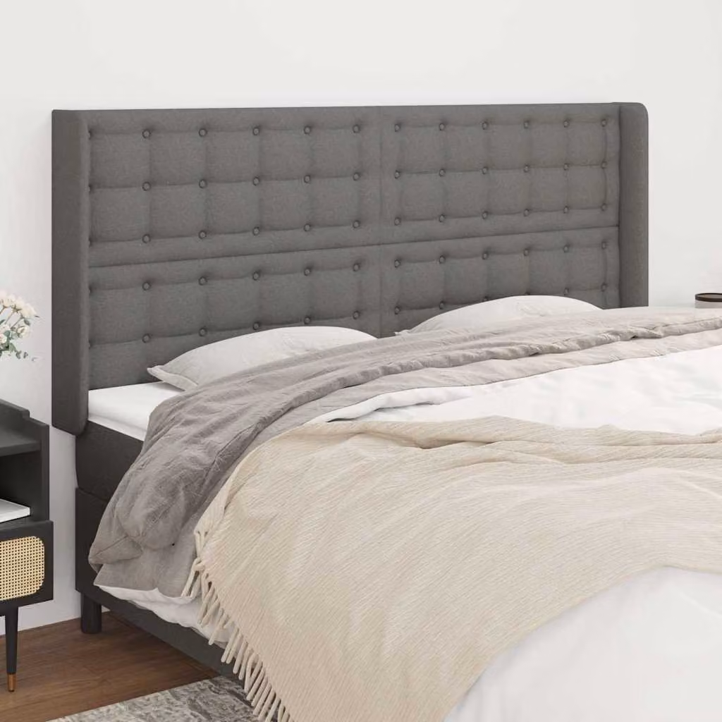 Testiera ad orecchio vidaXL in tessuto grigio con struttura in legno L: 163 cm, P: 16 cm, H: 118 cm – 1