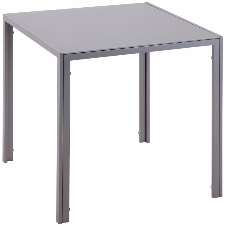 Tavolo da pranzo, tavolo da cucina, tavolo in vetro, tavolo quadrato, piano in vetro, design compatto, grigio