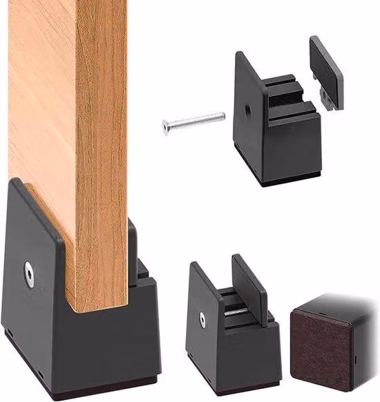 Set di 4 piedini regolabili per mobili, realizzati in robusta struttura in alluminio con rivestimento protettivo