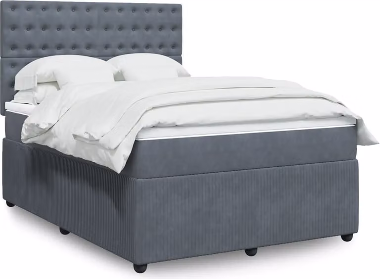 Maison Exclusive - Giroletto a Molle con Materasso Grigio Scuro 160x200 cm Velluto