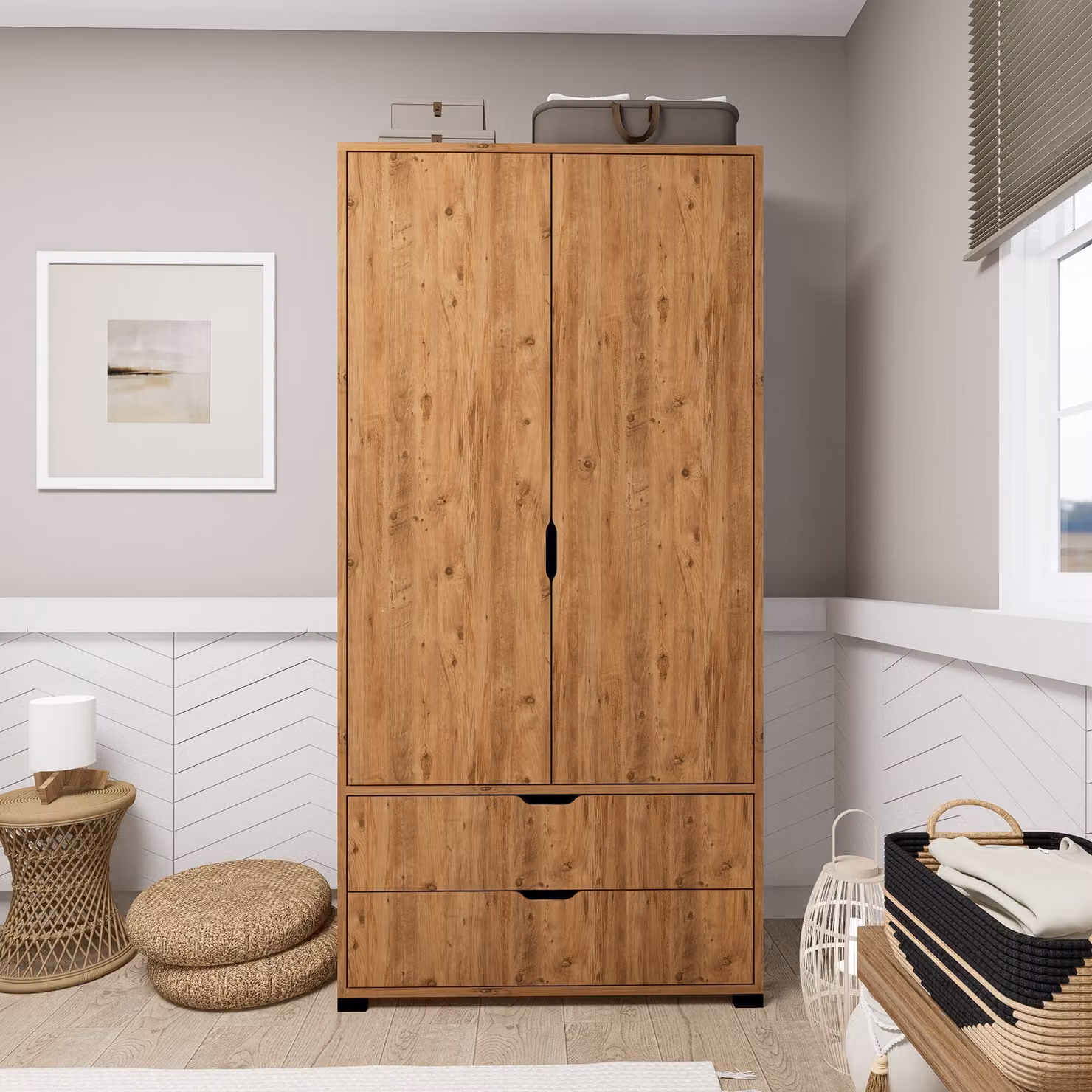 Skye Decor, Atlas 1600-51, pino atlantico, armadio, 90 x 183 x 45 cm, 100 % PANNELLI DI PARTICELLE RIVESTITI IN MELAMMINA