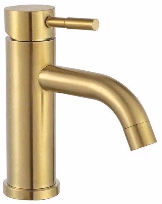 Rubinetto per vasca da bagno, rubinetto per vasca e doccia, rubinetto monocomando per vasca, setole in acciaio, acciaio inossidabile, dorato (16 cm)