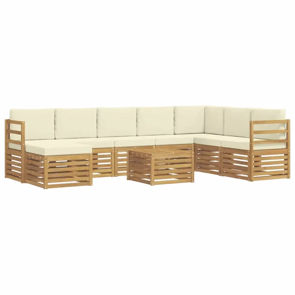 Set di divani ad angolo L vidaXL in legno di acacia massello con cuscini beige per giardino e terrazzo – 2