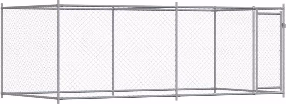 Gabbia per Cani con Porta Grigia 4x2x1,5 m in Acciaio Zincato