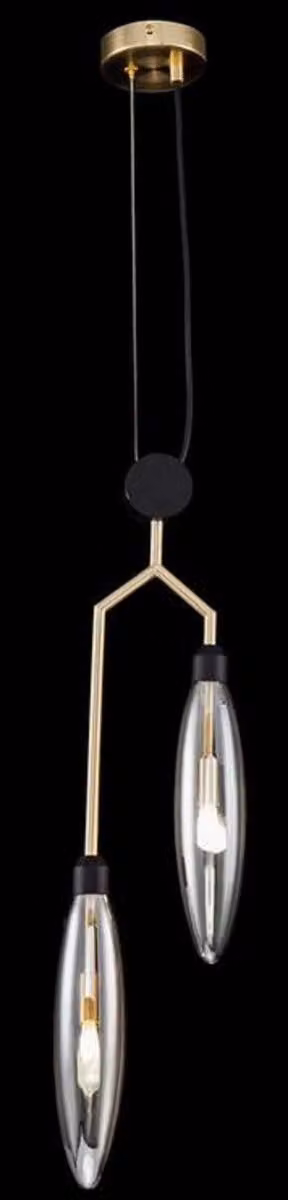 Casa Padrino lampada a sospensione oro opaco / nero 17,5 x 6,5 x h. 64 cm - Lampada a sospensione moderna