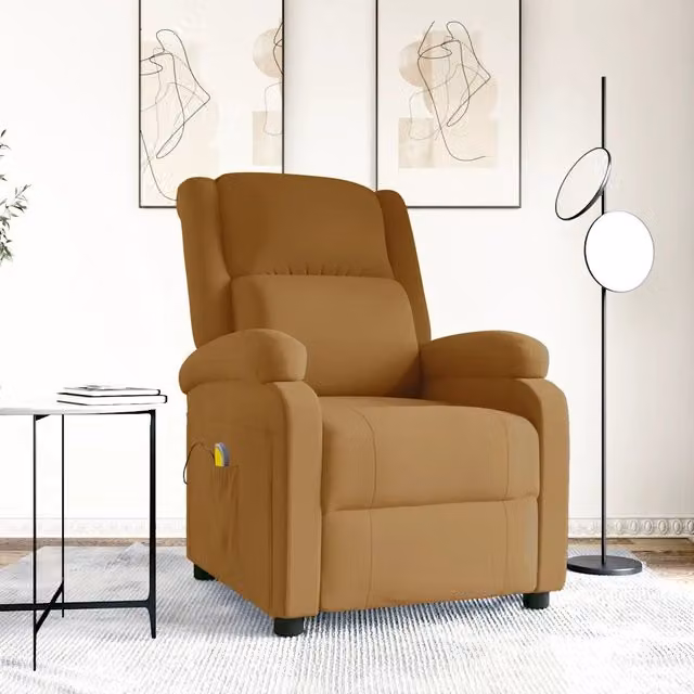 Poltrona relax reclinabile vidaXL in velluto marrone con braccioli e imbottitura in schiuma – 1