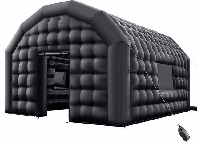 Tenda Discoteca Gonfiabile con Ventilatore 680W e Sacchi di Sabbia, Colore Nero, L: 6 m, P: 5 m, H: 3,65 m