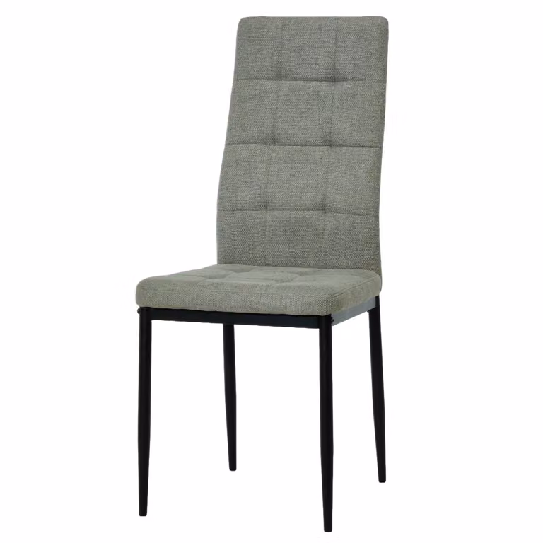 Sedia da pranzo moderna Vestiamo Casa in tessuto Grigio Chiaro con struttura in metallo Nero H 97,5 x L 42 x P 53 cm