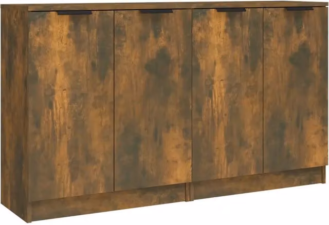 Set di 2 Credenze Buffet da Pranzo in Legno Multistrato Rovere Fumo, Design Minimalista, L/P/H: 60 x 30 x 70 cm