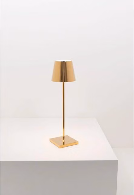 Lampada a led da tavolo Poldina Pro Oro Lucido ricaricabile e dimmerabile con batteria fino a 12 ore