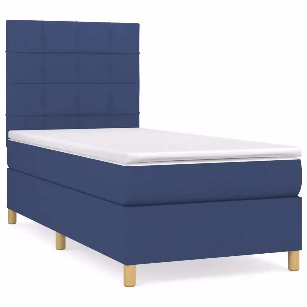 Letto Ibrido con Giroletto a Molle e Materasso vidaXL in Tessuto Blu e Bianco L/P/H: 203 x 100 x 128 cm – 2