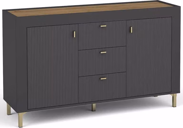 Cassettiera combinata AUROVA - rovere nero / whisky