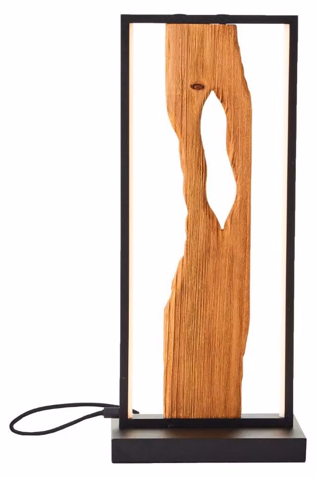 Lampada da tavolo LED brillante 50cm Lampada da tavolo LED nero/legno, alluminio/metallo/legno, lampada decorativa in legno con cavo, lampada da tavolo decorativa, lampada moderna, lampada da tavolo in legno, 1x LED integrato