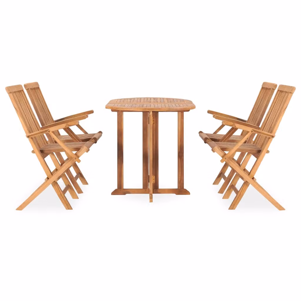 Set da Pranzo da Giardino 5 pz Pieghevole in Massello di Teak