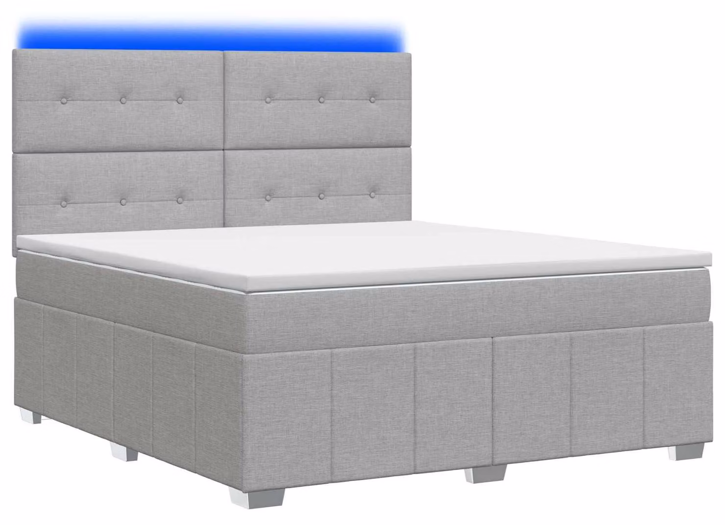Letto boxspring LED con materasso Grigio chiaro 140 x 200 cm Tessuto