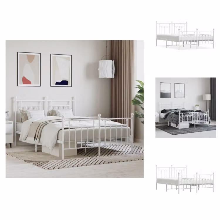 vidaXL Struttura letto con testiera e pediera in metallo bianco 150x200 cm - Letti e strutture letto