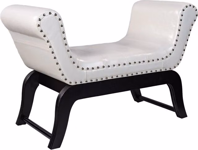 Sgabello WANDERLUST DECO in similpelle bianca con struttura in legno, L: 40 cm, P: 40 cm, H: 65 cm
