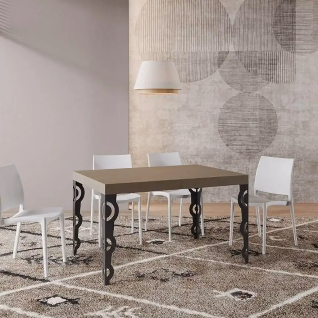 Tavolo allungabile Kivio moderno rettangolare beige e antracite L: 140-400 cm, P: 90 cm – 2