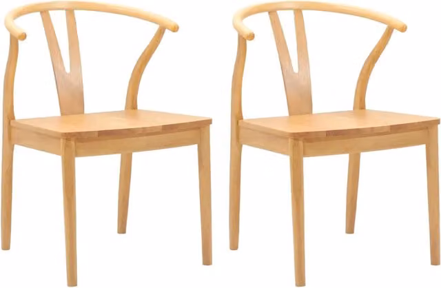 Sedia da pranzo 2 pz | Sedie da cucina Naturale Legno di gomma solido
