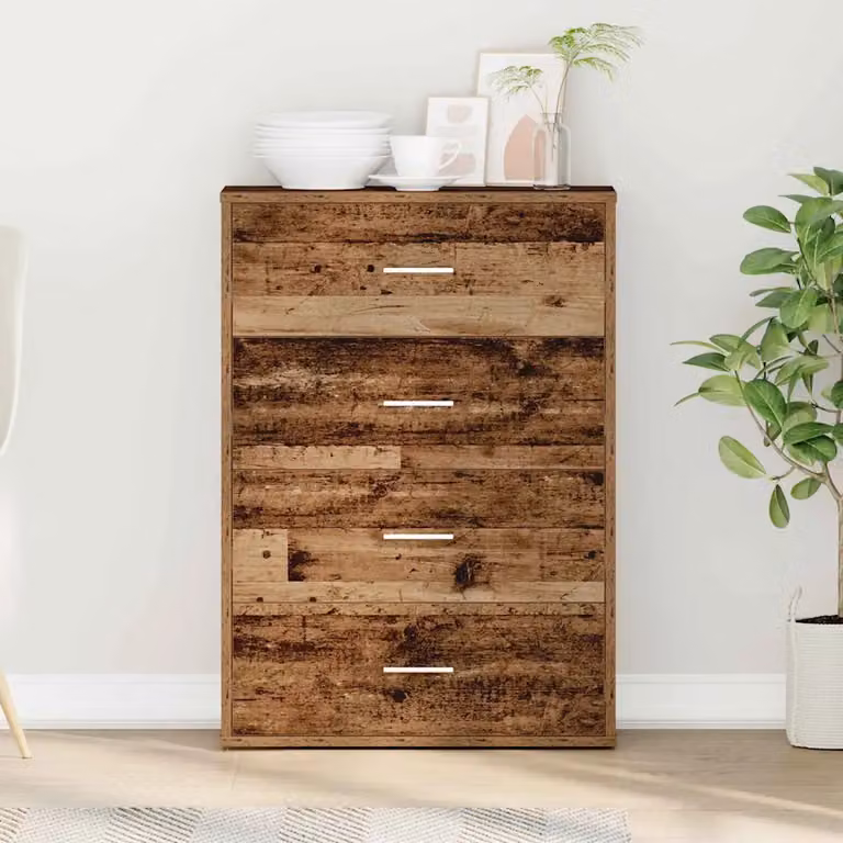 Credenza moderna vidaXL in legno ingegnerizzato color marrone e argento, L: 60 cm, P: 31 cm, H: 84 cm