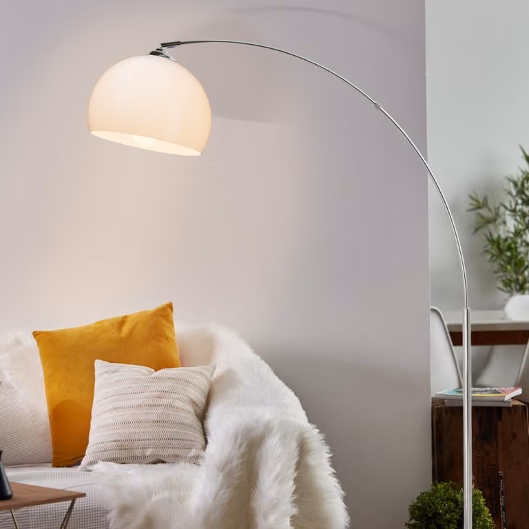 Lampada ad arco moderna, lampada da terra con testa orientabile e interruttore a pedale