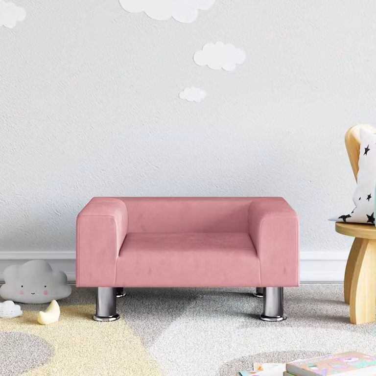 vidaXL Divano per Bambini in Velluto Rosa L: 50 cm, P: 40 cm, H: 26,5 cm