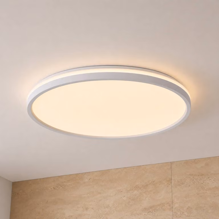 Plafoniera soffitto Edmund Lindby, Bianco / Opale, Bagno, Plastica, Moderno, Plafoniera