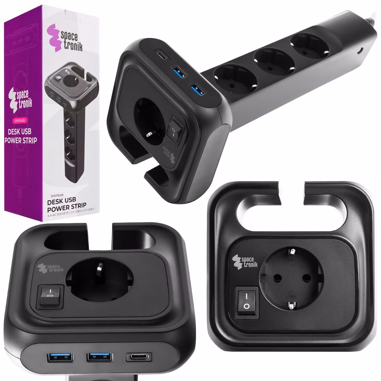 Presa multipla 4x CA, 2x USB, 1x USB-C SPS-PS02B
