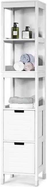 Armadio alto multiuso DESIGN IN in legno e MDF con ante a battente e ripiani, Bianco, H 145 x L 30 x P 30 cm